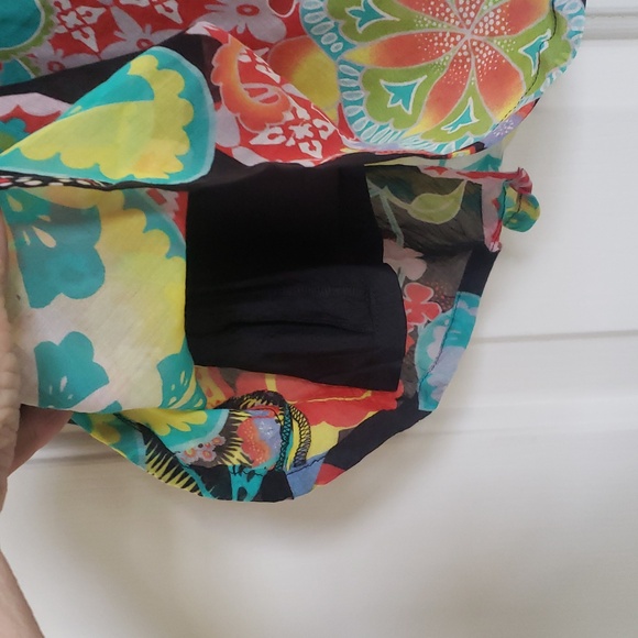 💐 Rare Vintage 90's CHRISTIAN LACROIX Colorful Black Silk Slip Skirt EU 36 US 6 - Picture 9 of 12